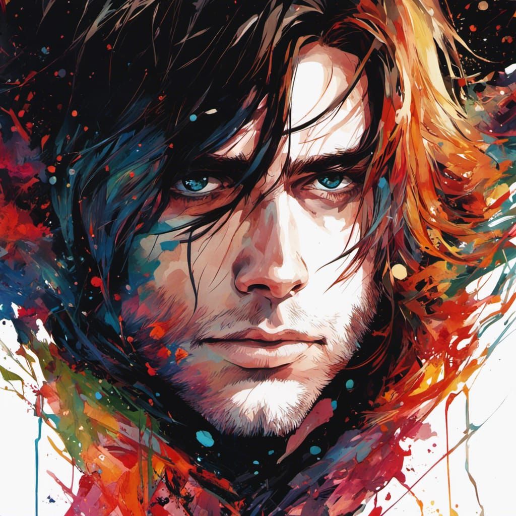 Anime Portrait of Bucky Barnes with Blue Eyes