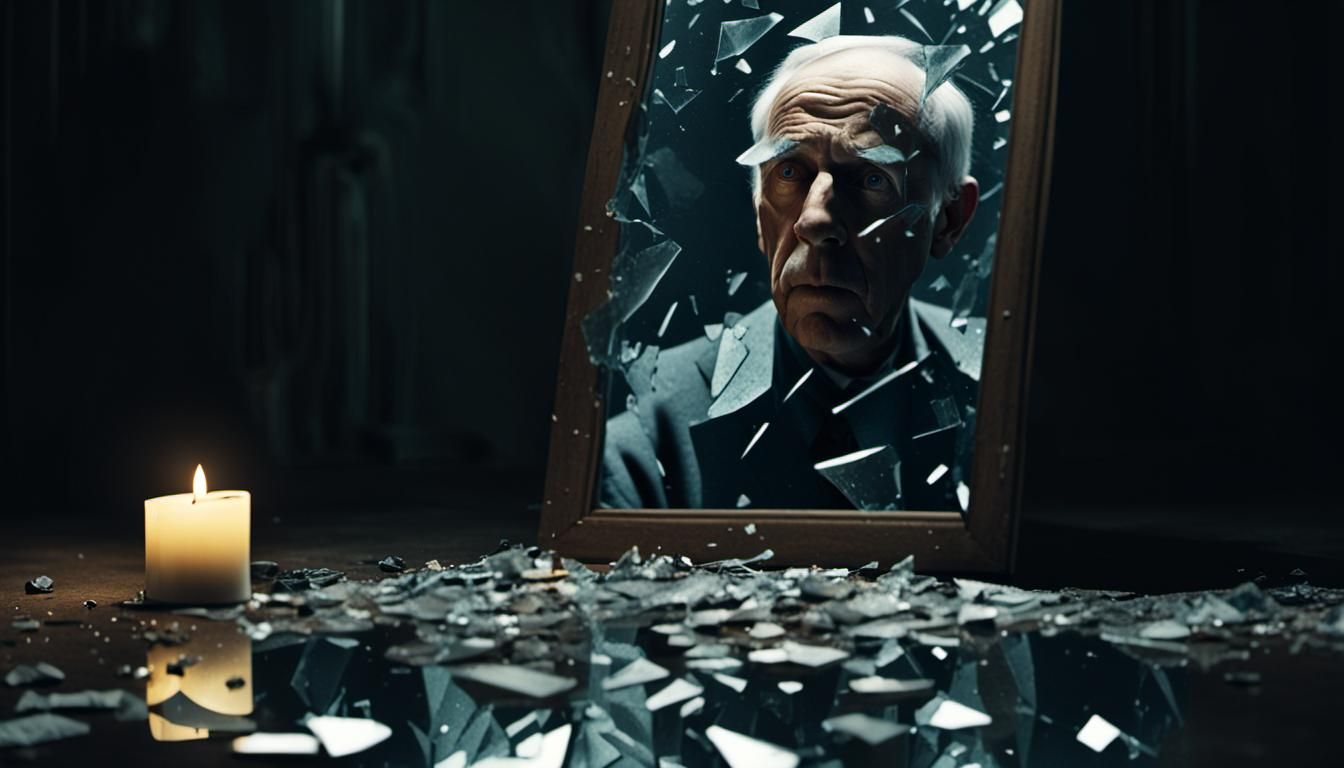 Surreal Reflection in Shattered Mirror, Max Ernst Style