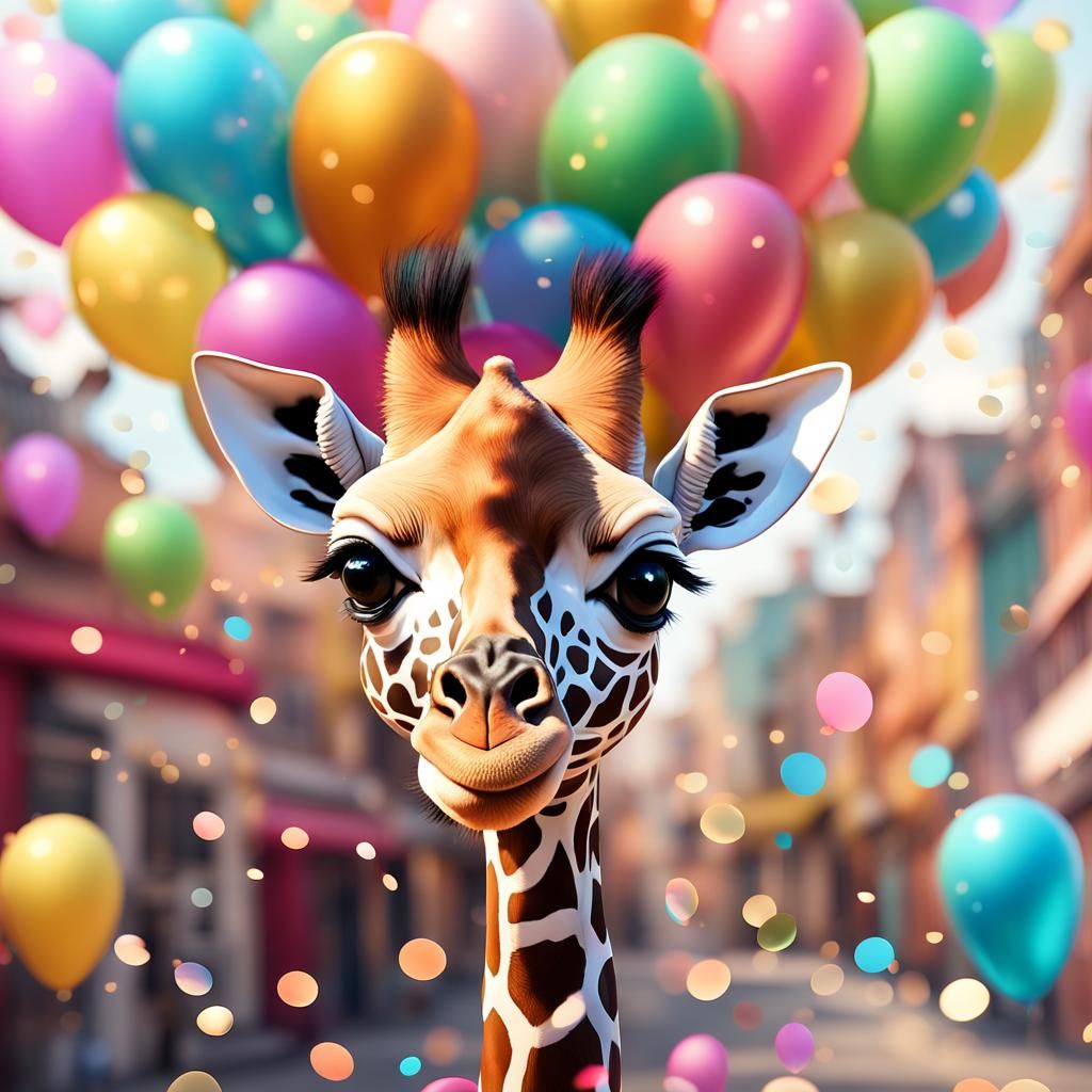 Whimsical Giraffe in Vibrant Wonderland