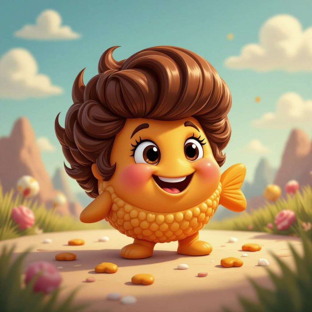 Whimsical Goldfish Cracker Greaser in Sugary Landscape