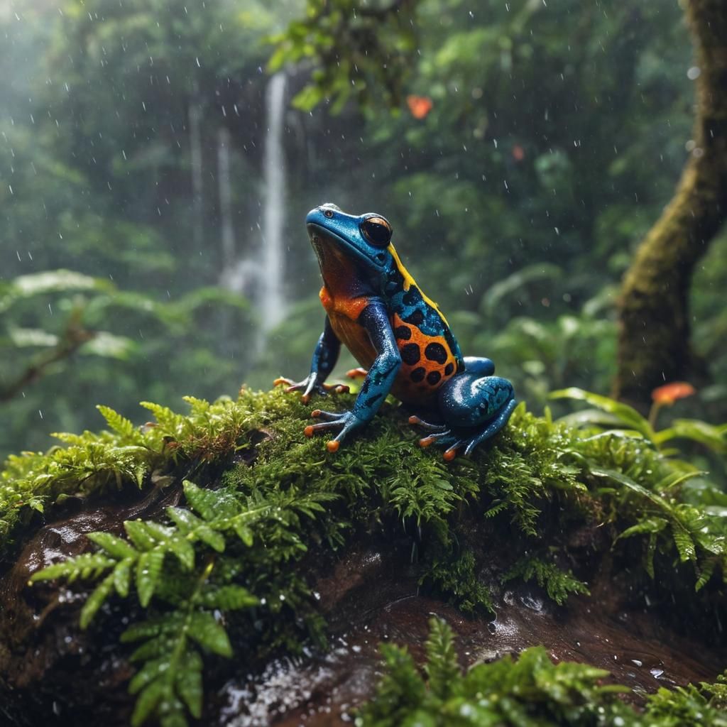 Poison Dart Frog in Rainforest: Tilt-Shift Macro