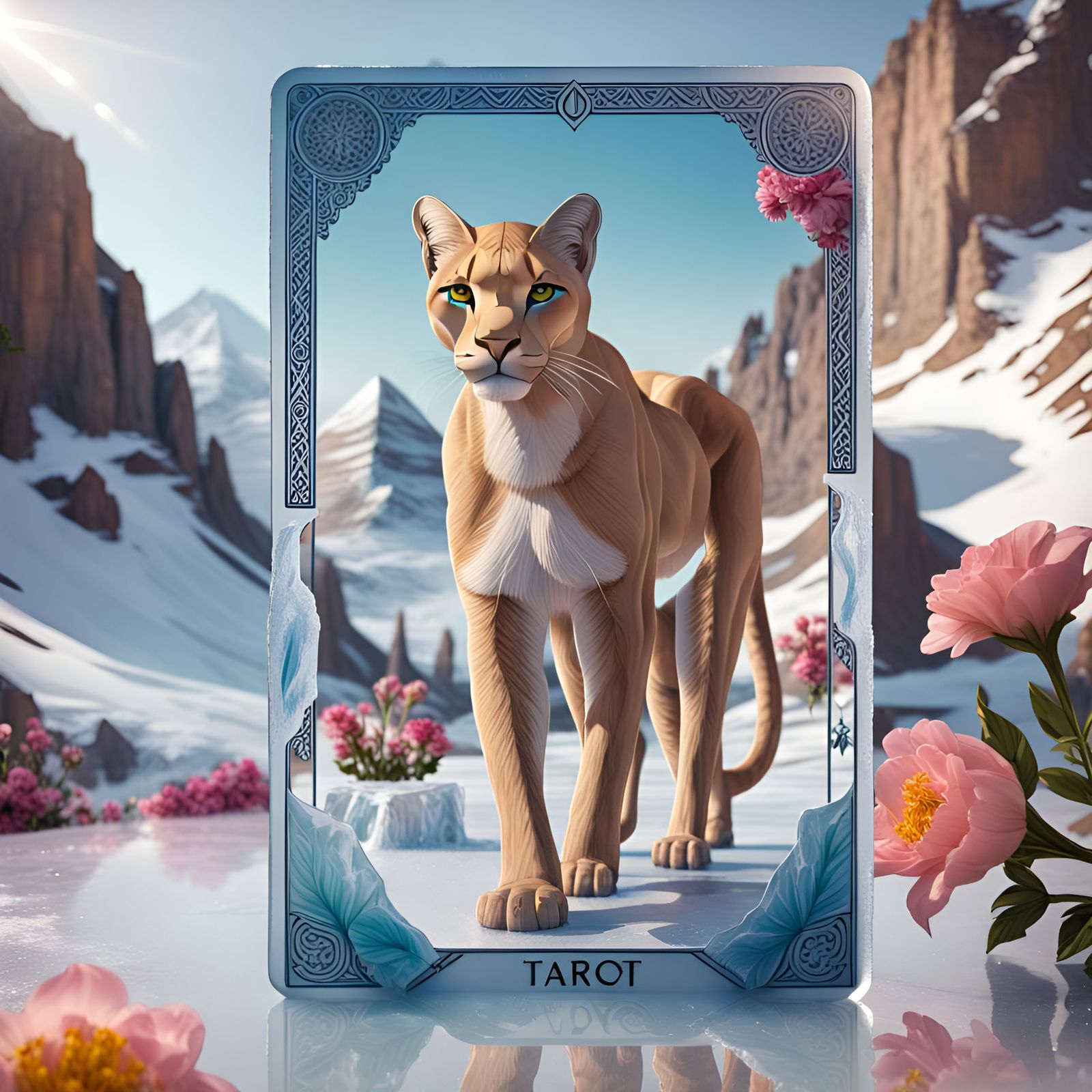 Puma on Ice: Minimalist 3D Tarot Card
