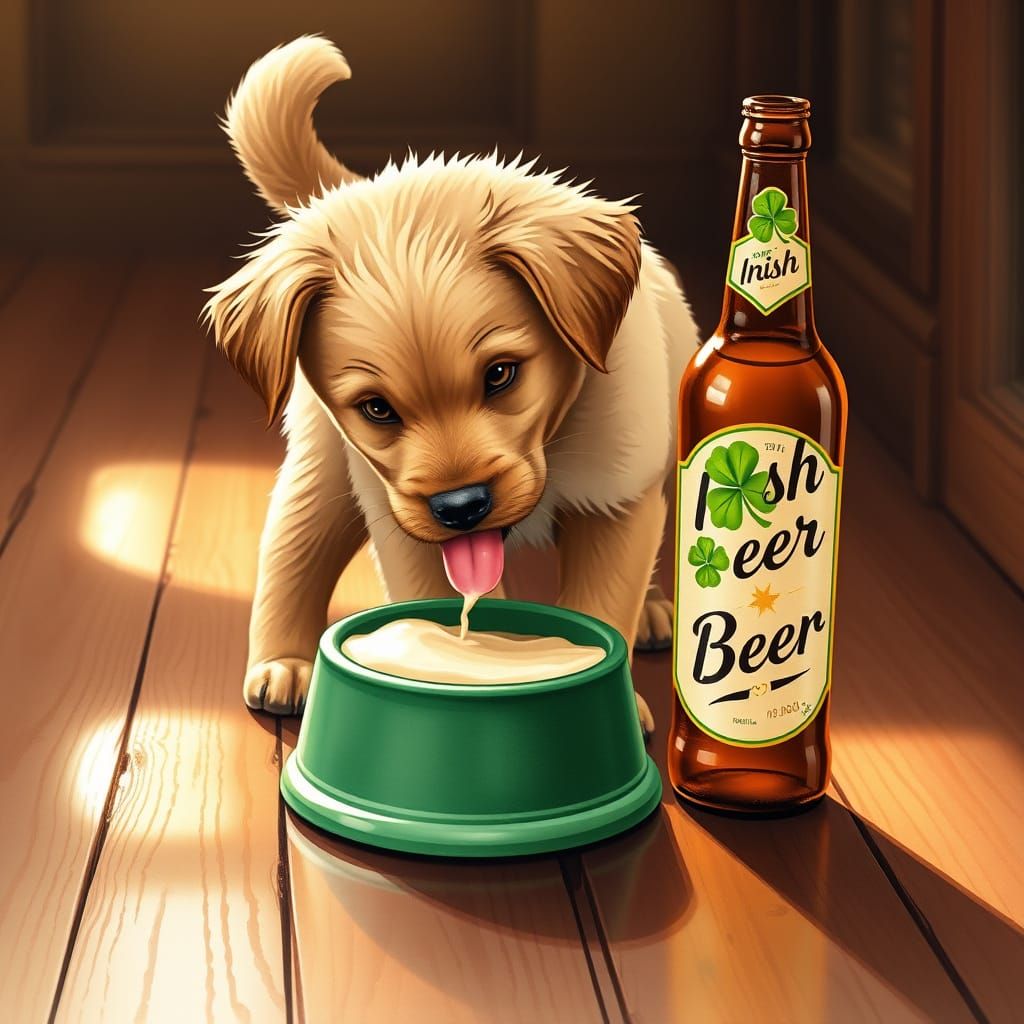 A puppy celebrating St Patrick's Day