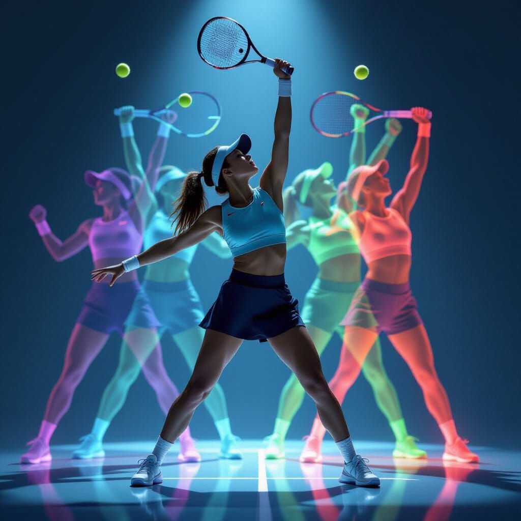 Tennis Serve in Futuristic Metallic Silhouettes