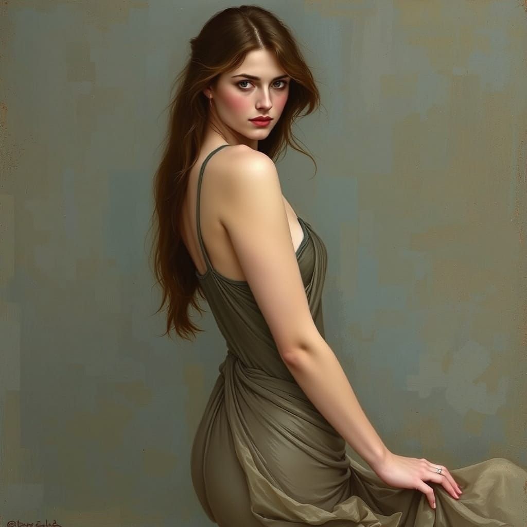 Elegant Celtic Woman in Pre-Raphaelite Style