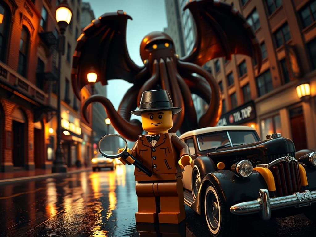 Lego Investigator Battles Cthulhu in 1930s City