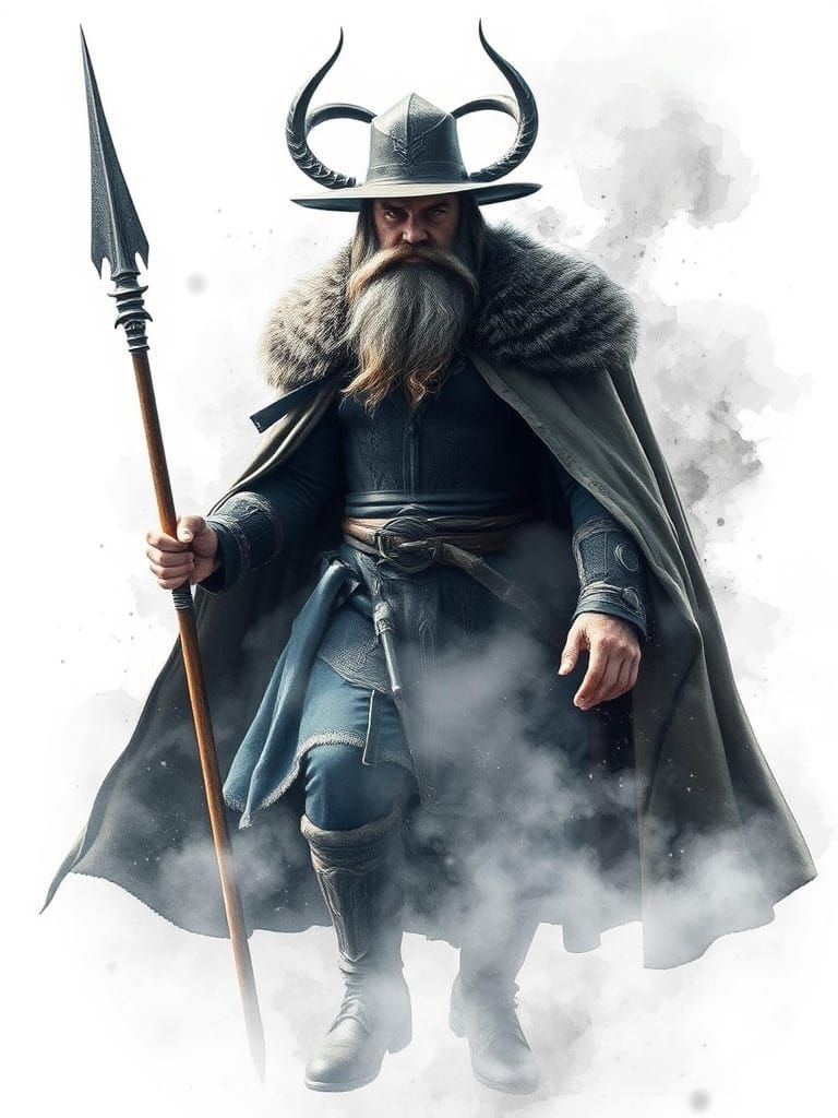 Regal Odin Walks Valhalla's Ethereal Paths