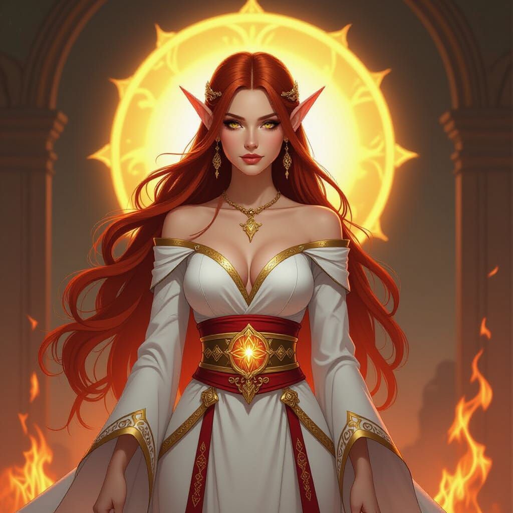 Elven Priestess in Style of Adam Hughes and Artgerm