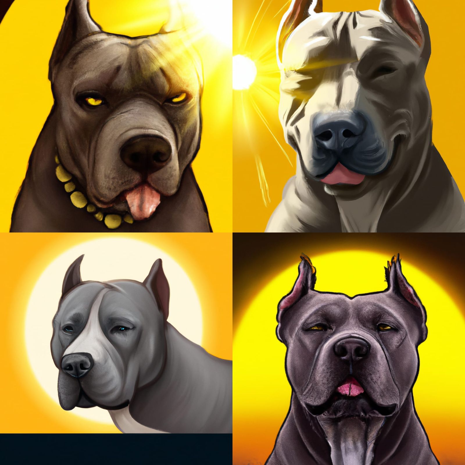 Grey Pitbull Eats the Sun: Digital Art