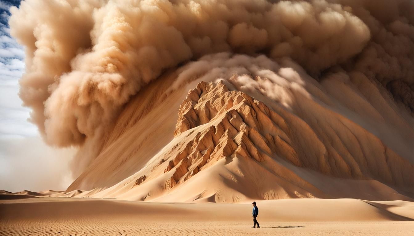 A widespread sandstorm wallowing over the desert