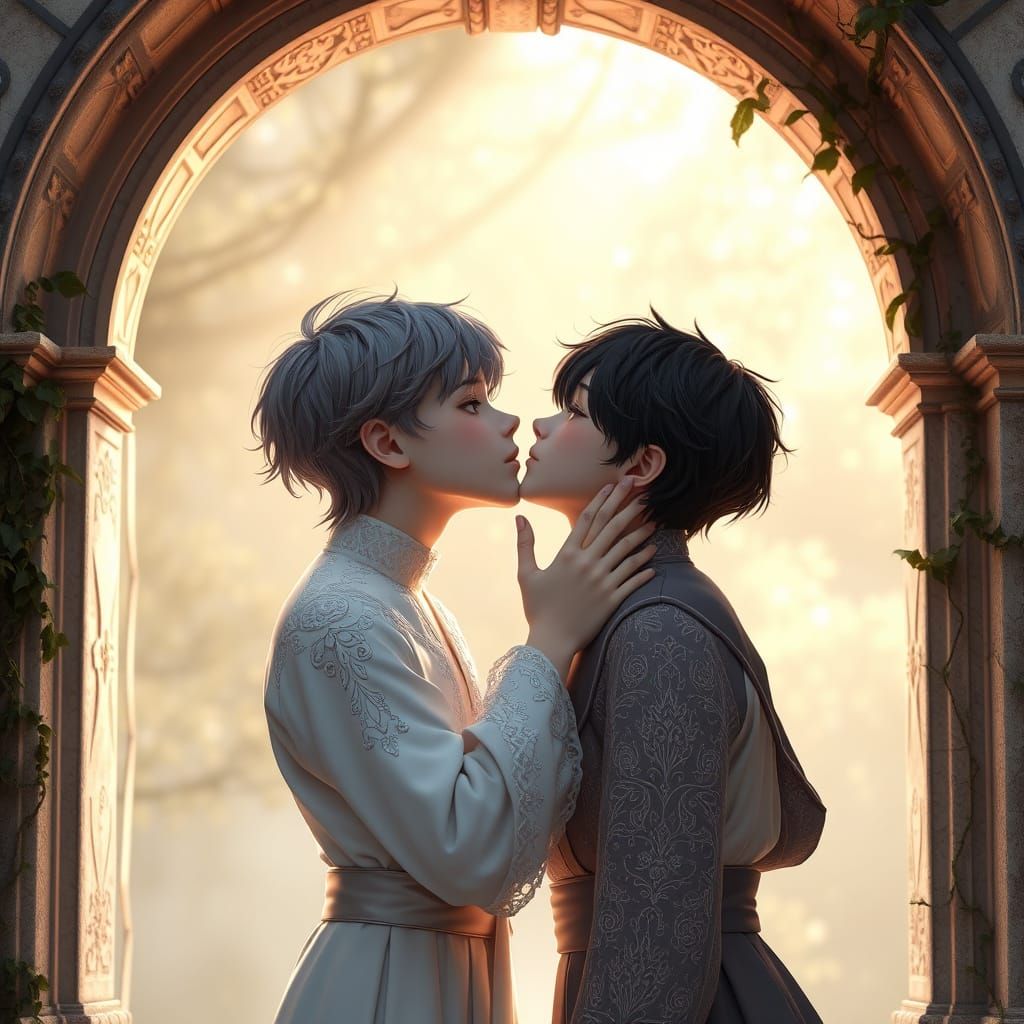 Tender Moment Under Ancient Stone