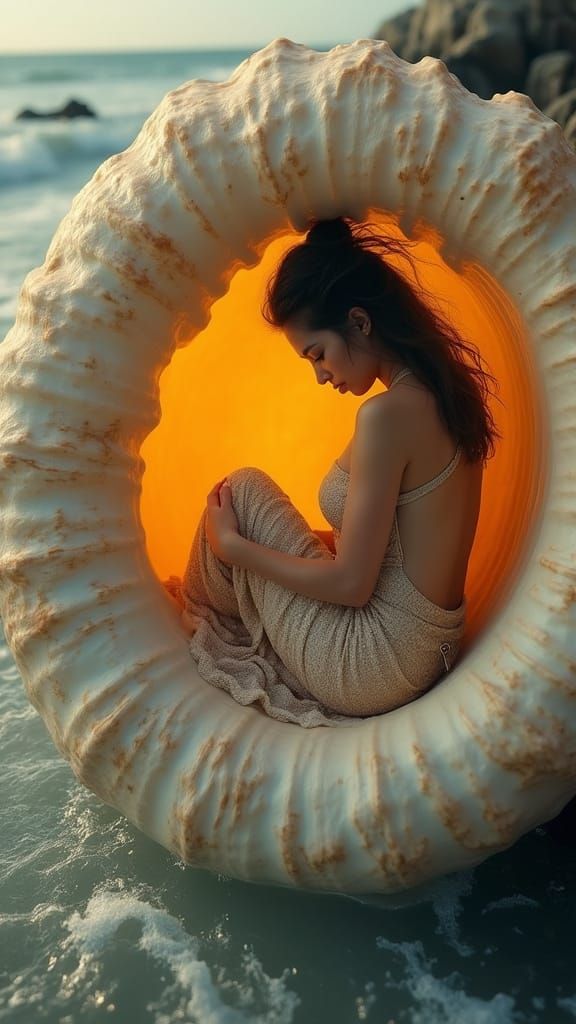 Woman in Seashell: Hyper-Real Myth Incarnate