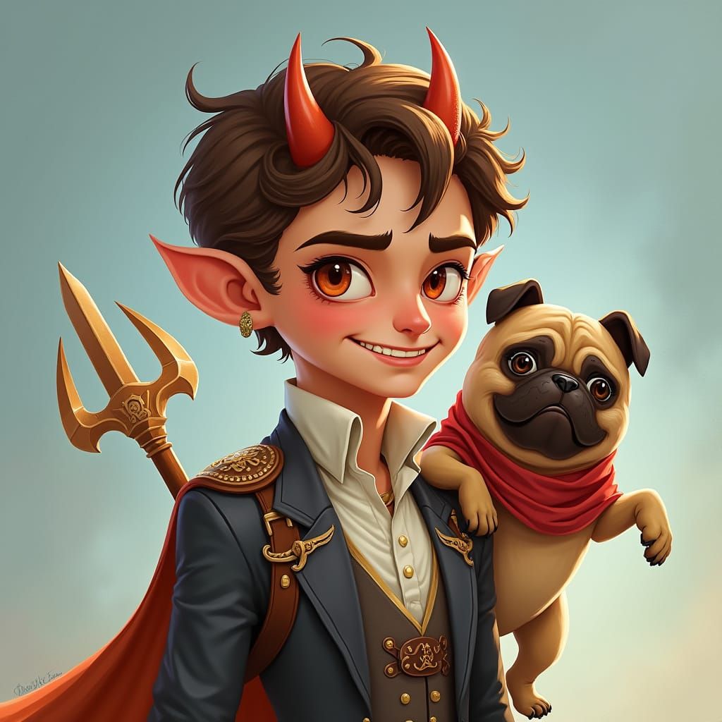 Prince with Pug Warrior in Fantastical Style