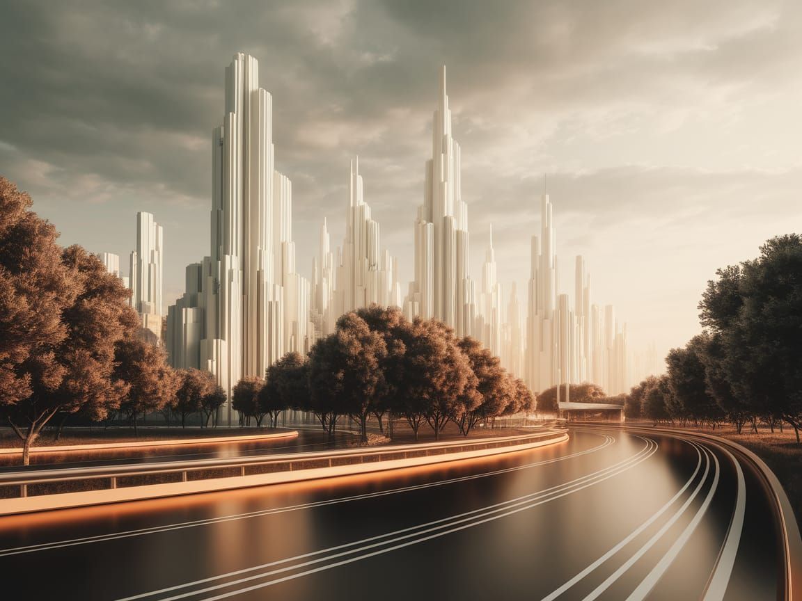 Futuristic Cityscape in Concept Art Style