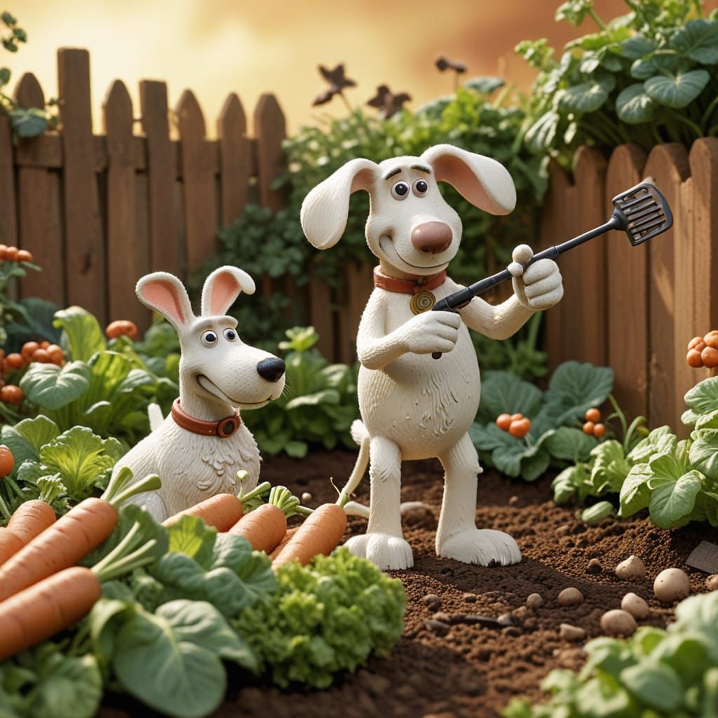 Wallace and Gromit Rabbit Hunt in Claymation Style