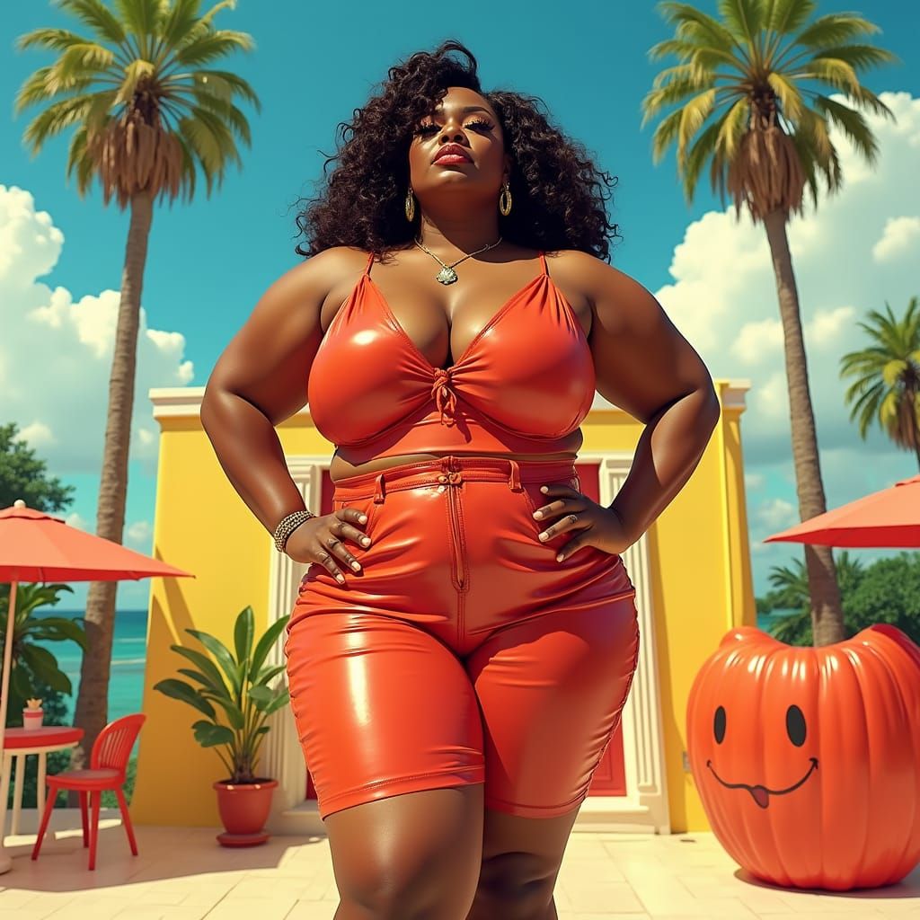 Confident Model Reenaye Starr Poses in Vibrant, Sun-Kissed S...