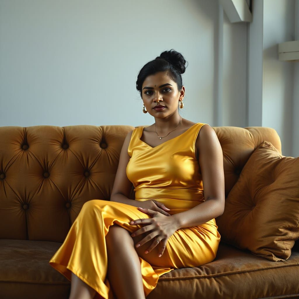 Stunning Indian Woman in Yellow Pencil Skirt