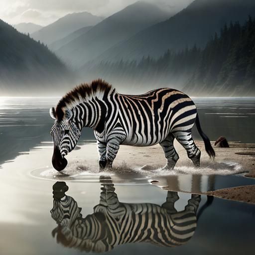Zebra in Lake: Naturalistic Wildlife Photography