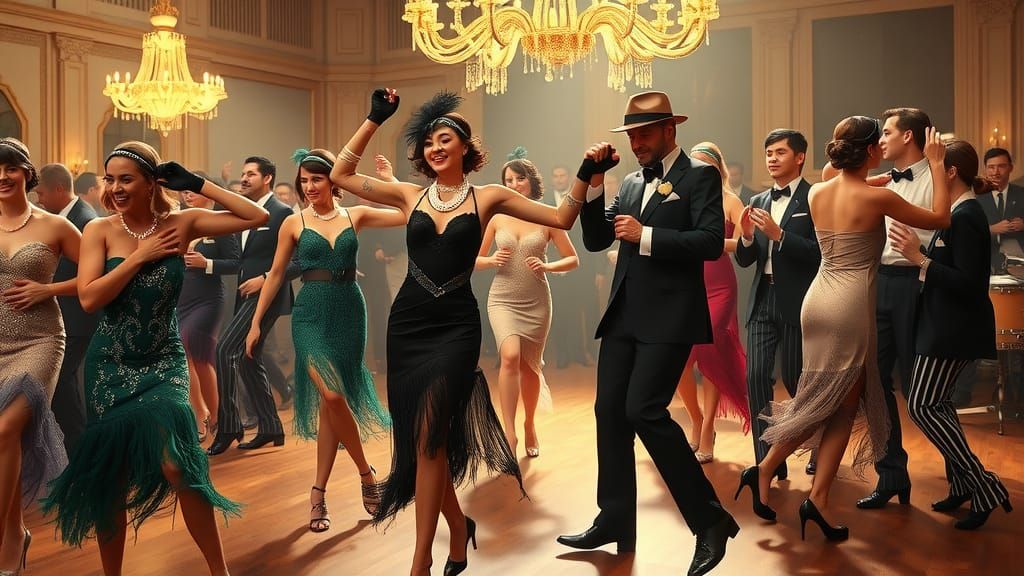 Roaring Twenties: A Charleston Dance Scene in Art Deco Style