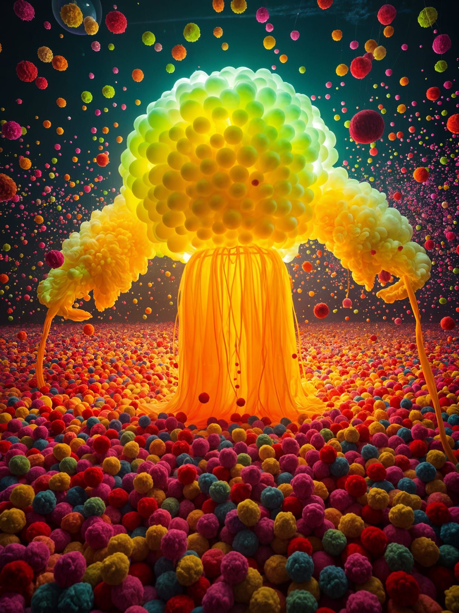 A worship sculpture.. in a pom pom world
