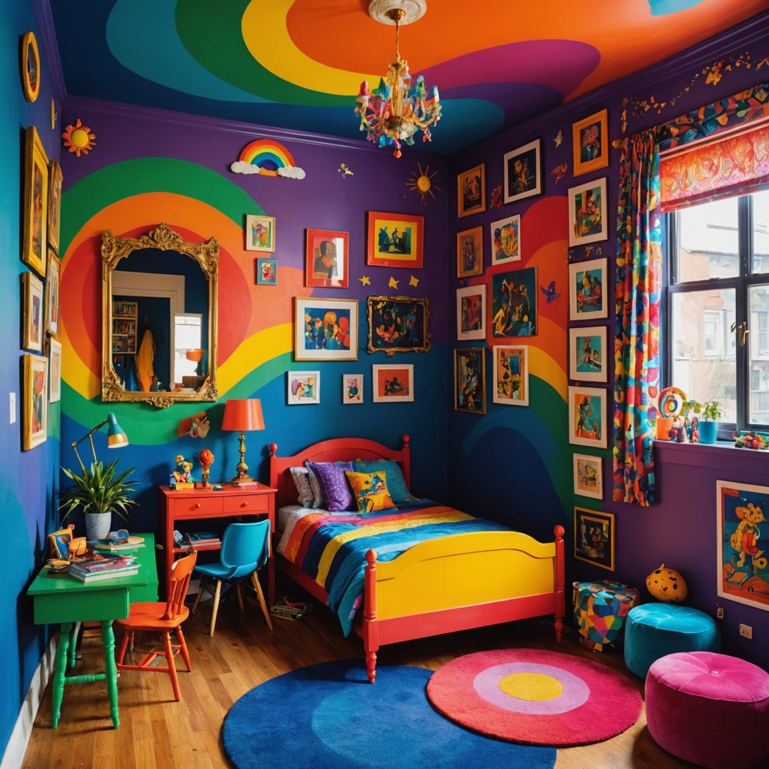 Vibrant Whimsical Bedroom Oasis in Bold Art Deco Style