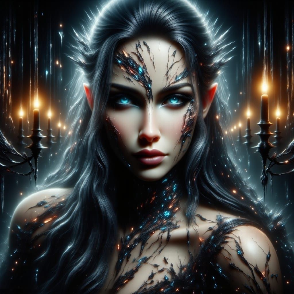 Gothic Princess Kate in Black Silk Dress