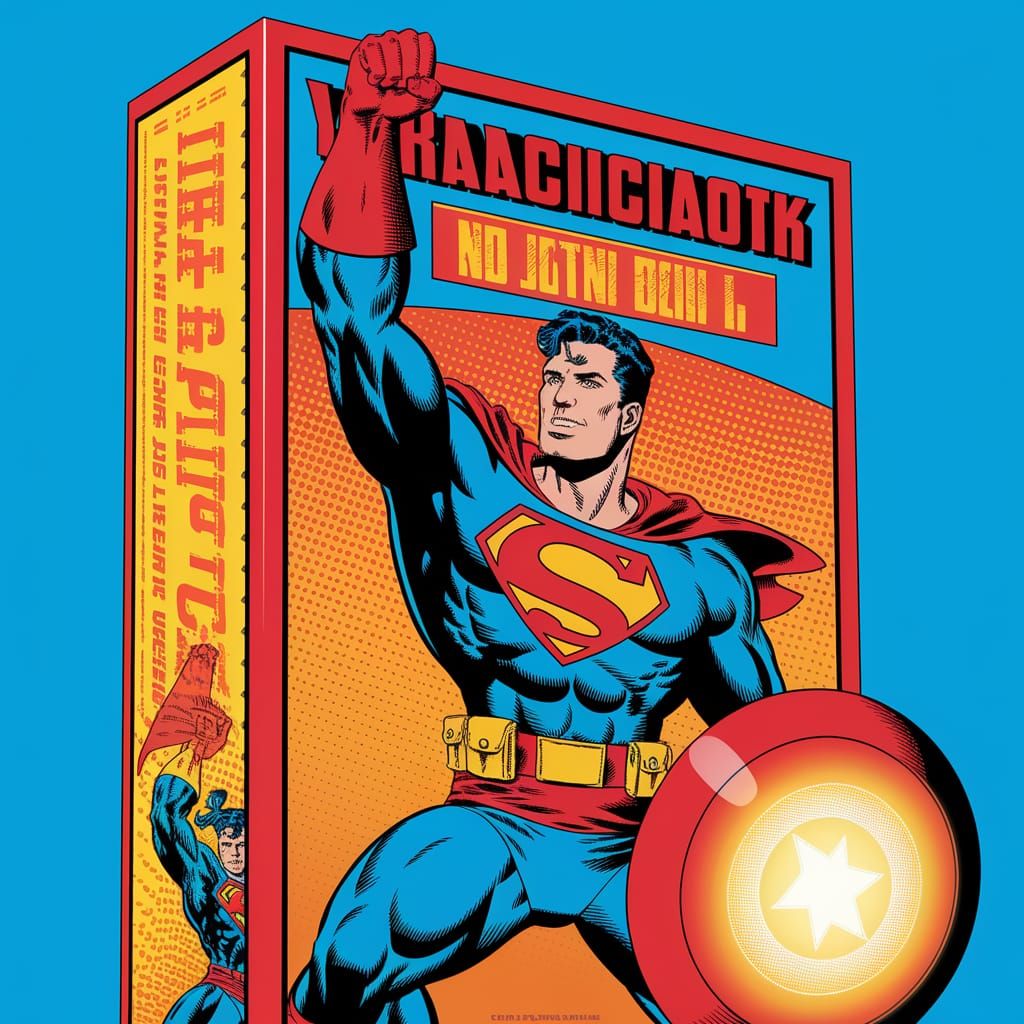 Vintage Superhero Action Figure Box Art