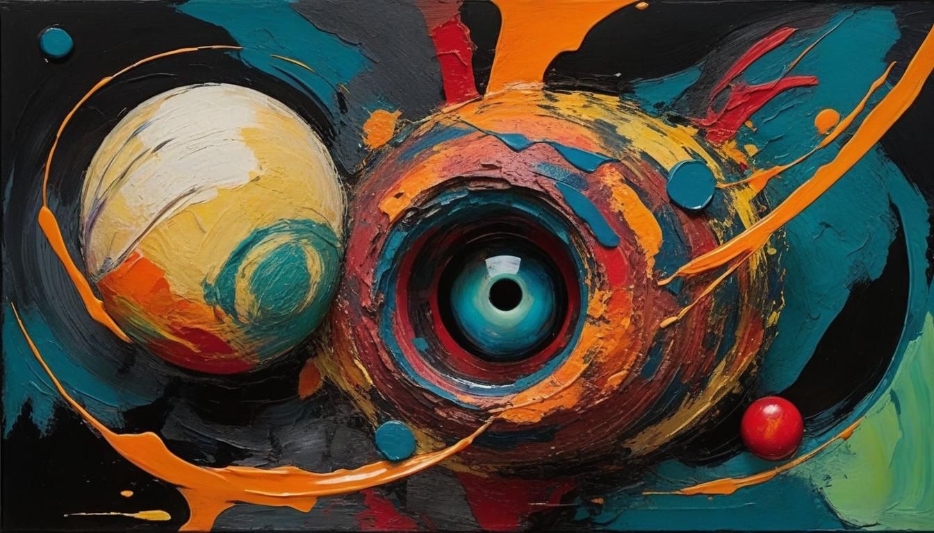 Expressionist Sculpture with Vibrant Backdrop