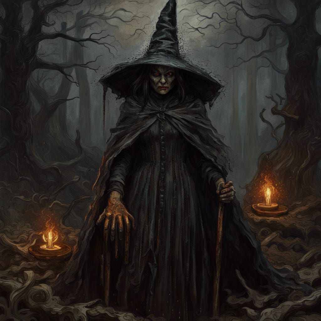 Creepy Gothic Witch Impressionist Masterpiece