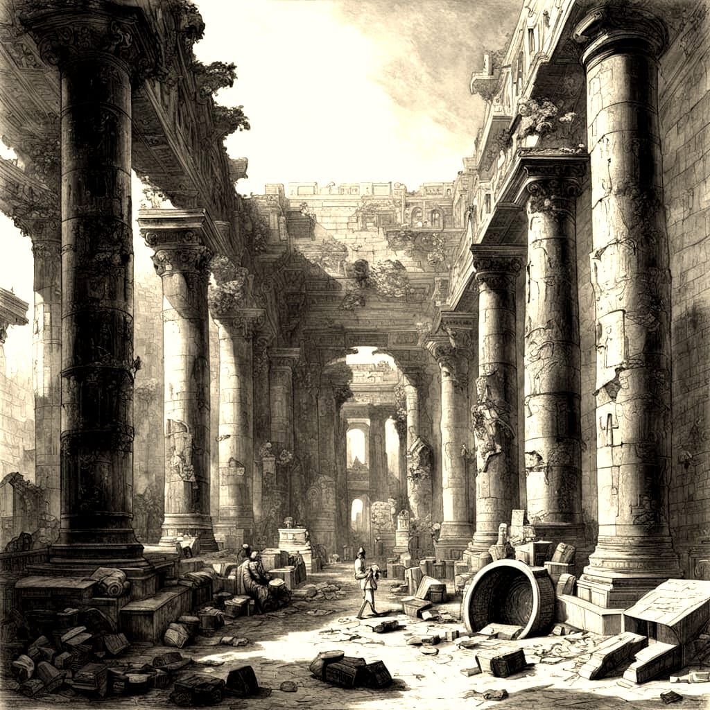 Devastated Ruins of Atlantis in Historical Style