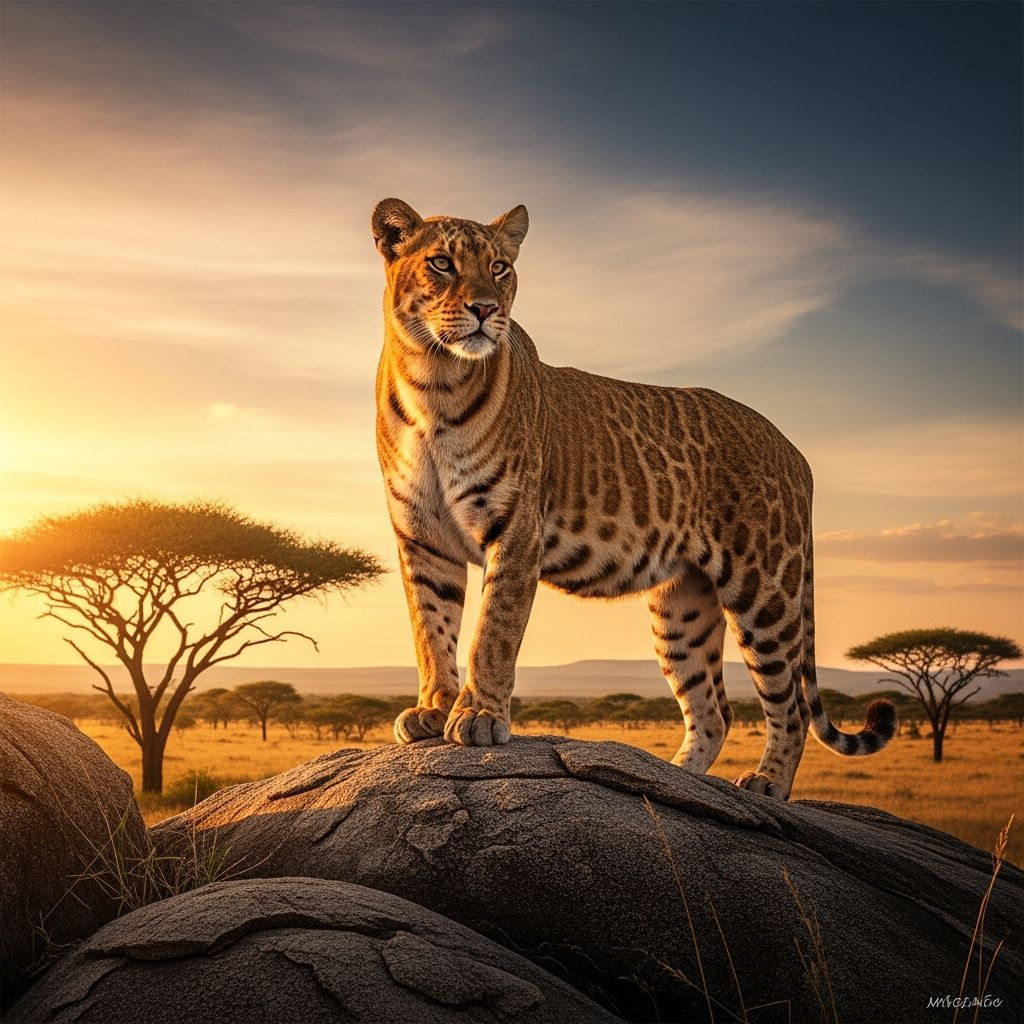 Majestic Cat at Sunset in Photorealistic Style