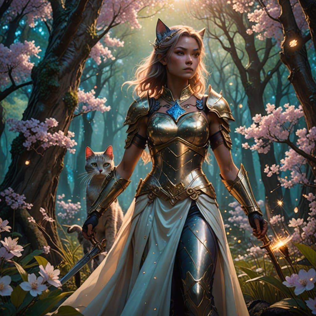 Enchanted Forest Warriors in Golden Light