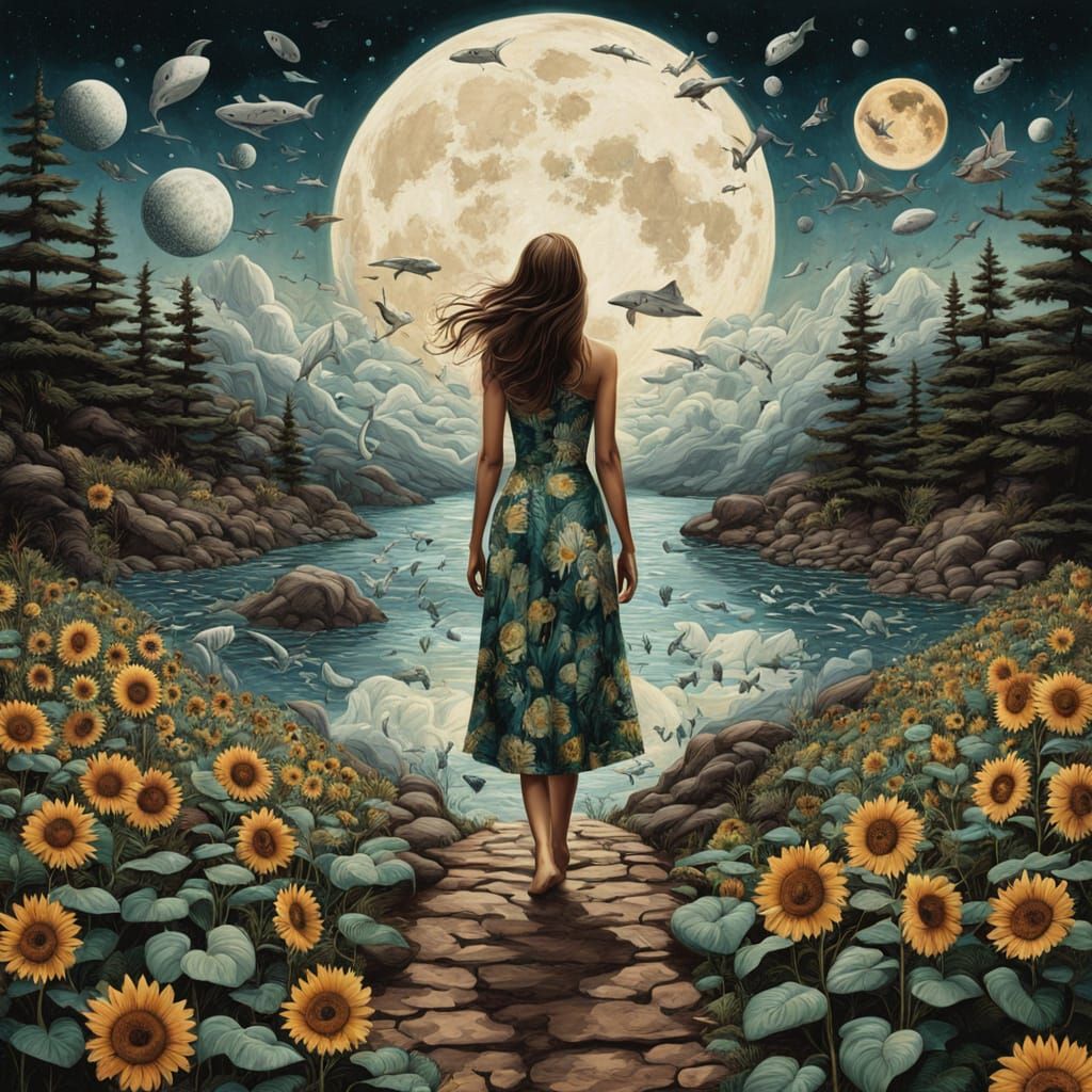 Whispers to Trees, Dreaming Deep Among Whales: Surreal Sunfl...