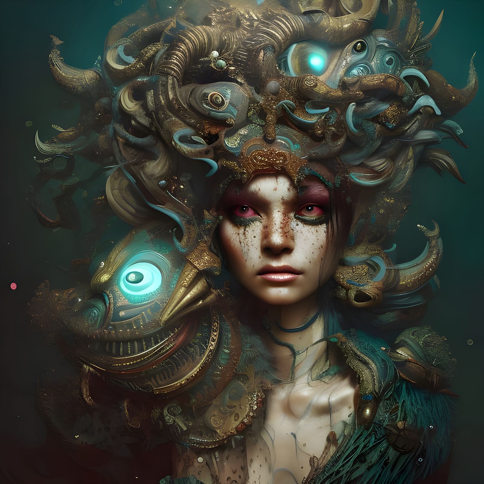 Fish Goddess with Glowing Skin in Digital Art