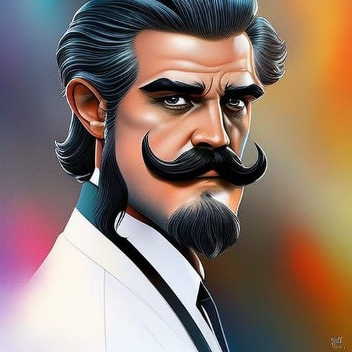 Detailed Mustache in Hyperrealistic Splash Art