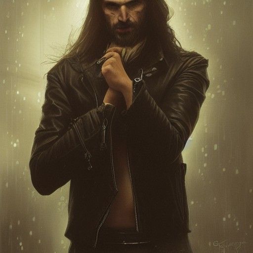 Sinister Man in Leather Jacket, Fantasy Art