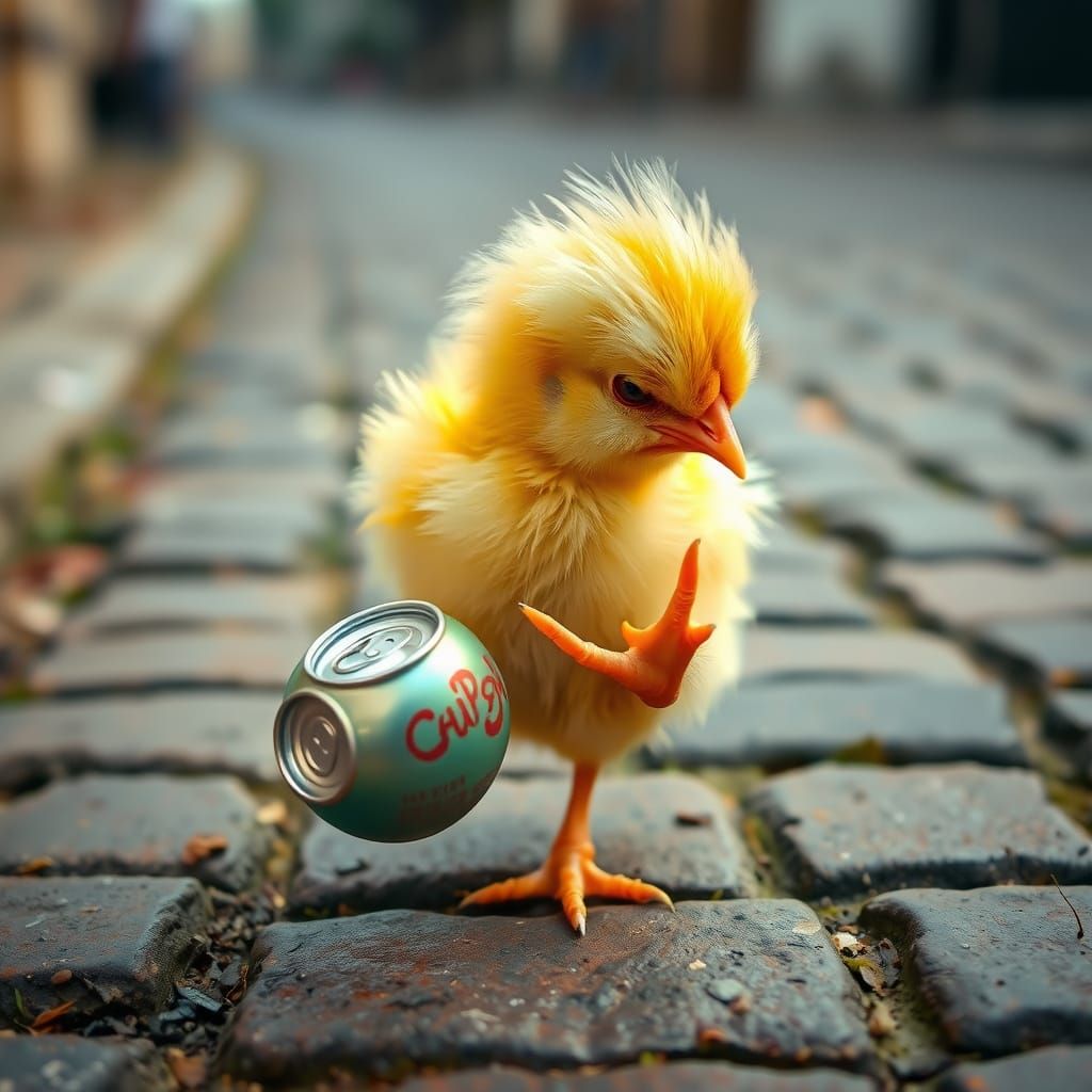 Angry Chick Plays Kick the Can