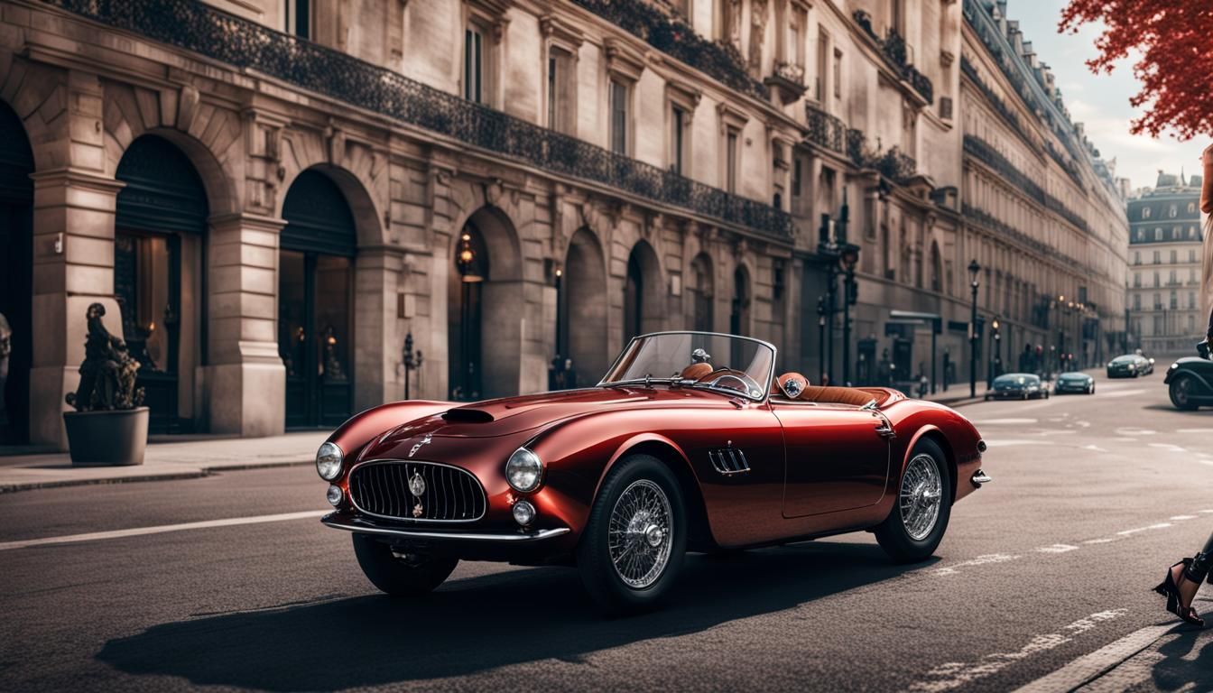 Supermodel in Maserati A6GCS in Paris