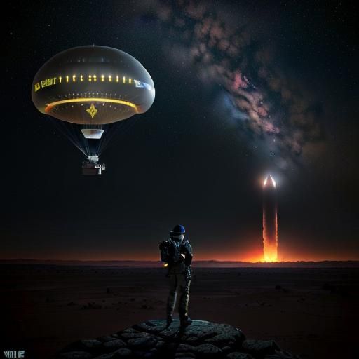 Roswell UFO Crash in Starry Desert Sky