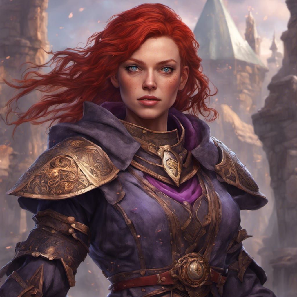 Human Cleric with Red Hair in Pathfinder RPG Style