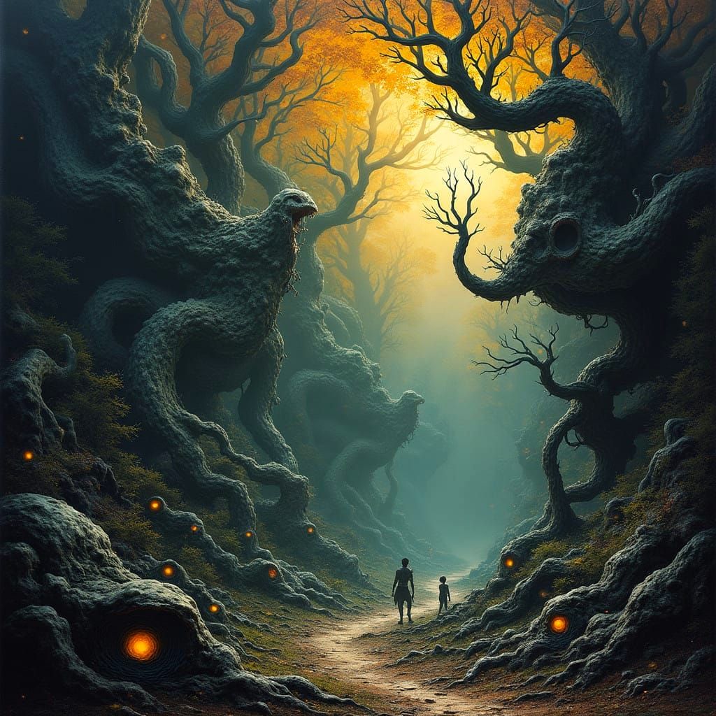 Fractured Dreamscape in Dark Surrealism