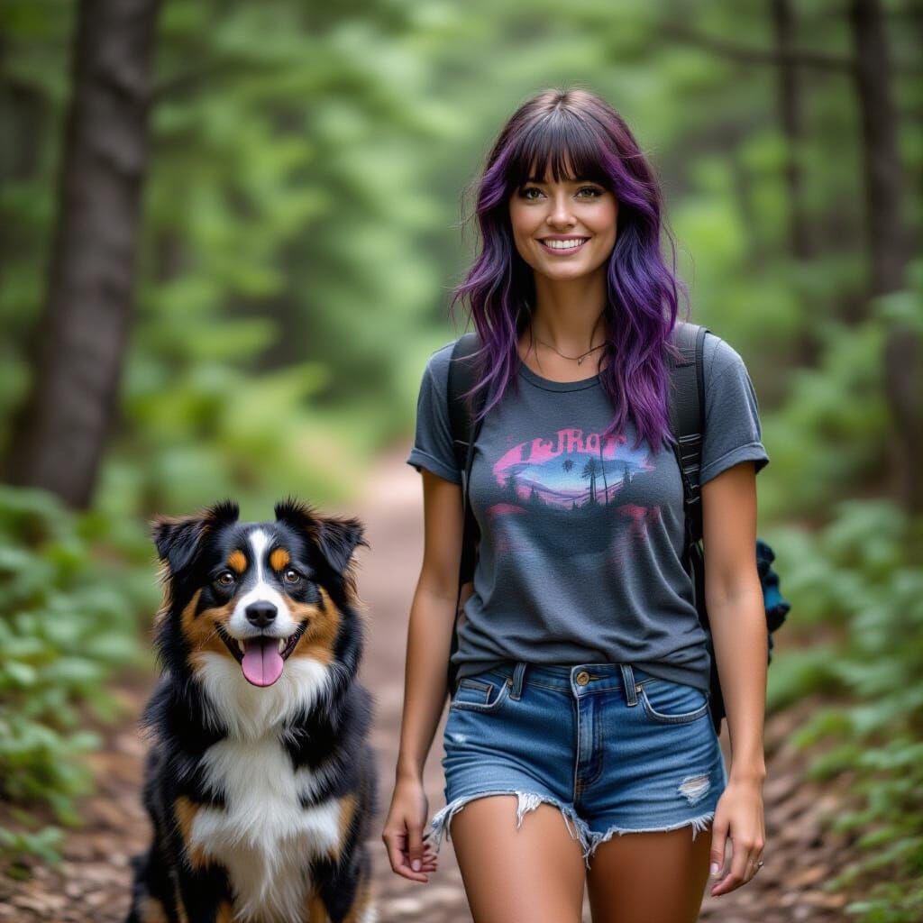 Woman and Dog Hike New England Trail