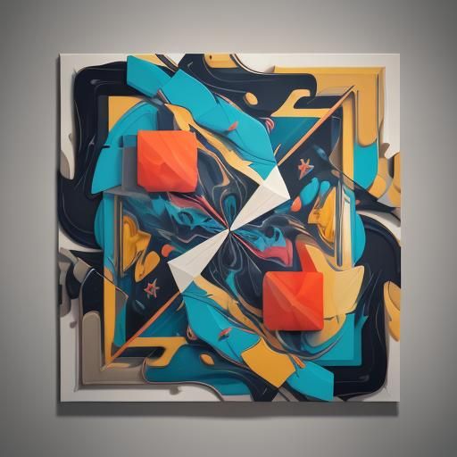 Abstract Flowing Geometric Painting in Cubist Style