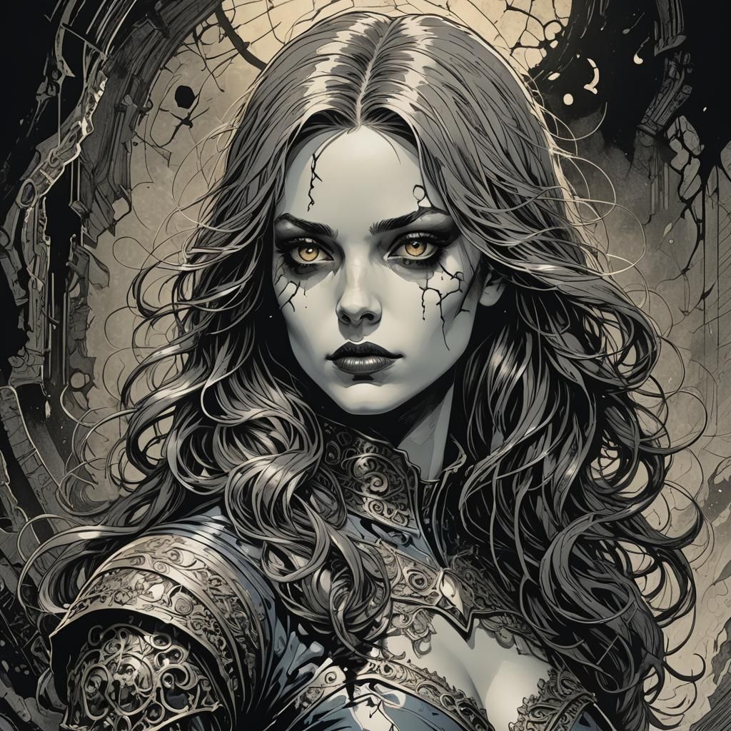 Pop Art Comic Female Protagonist in Horror Style