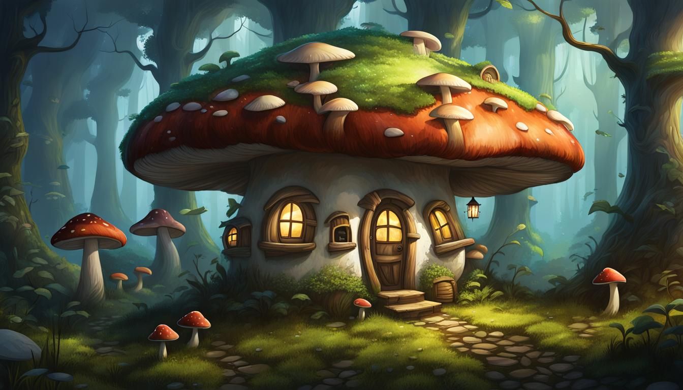 Enchanted Mushroom House in Forest