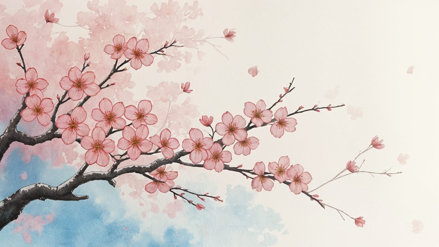Minimalist Watercolor Cherry Blossom Art