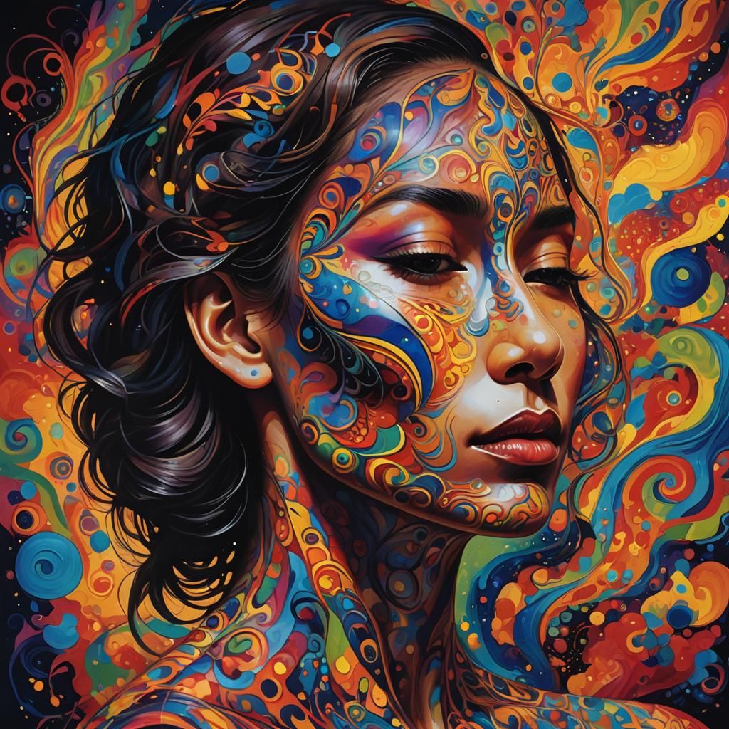 Vibrant Profile Portrait in Abstract Digital Art