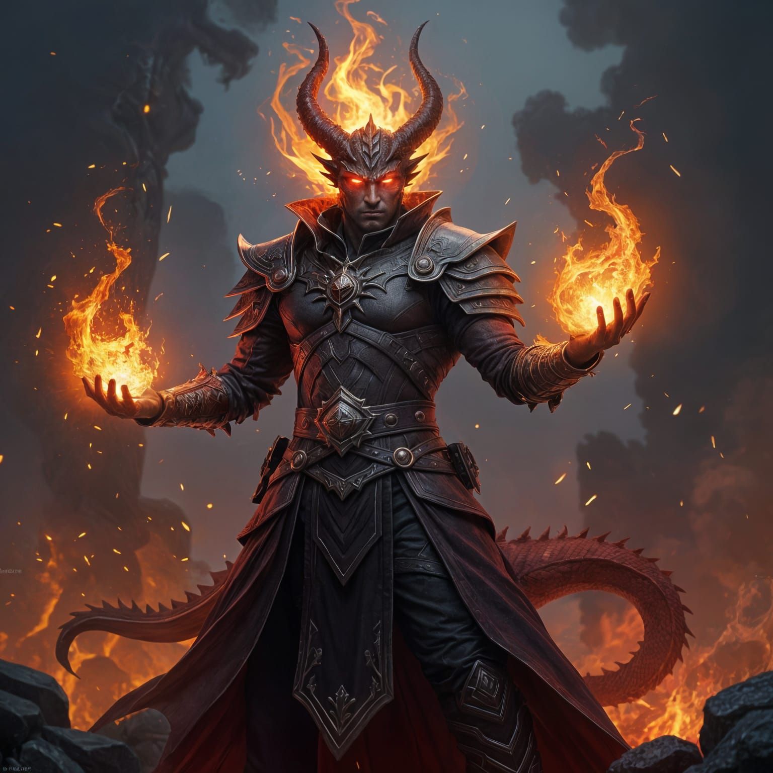 Red Half-Dragon Wizard Unleashes Fiery Magic