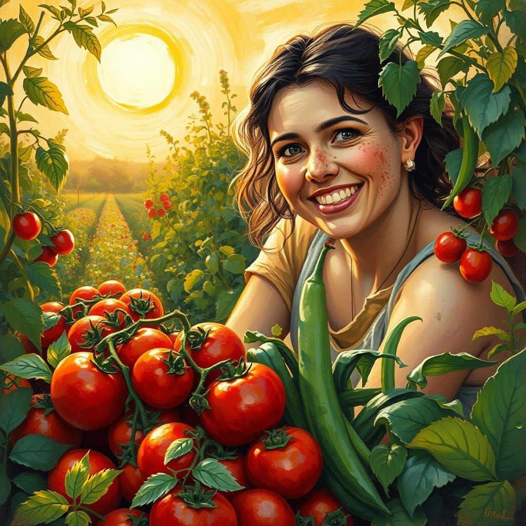 And you get tomatoes, beans and greens