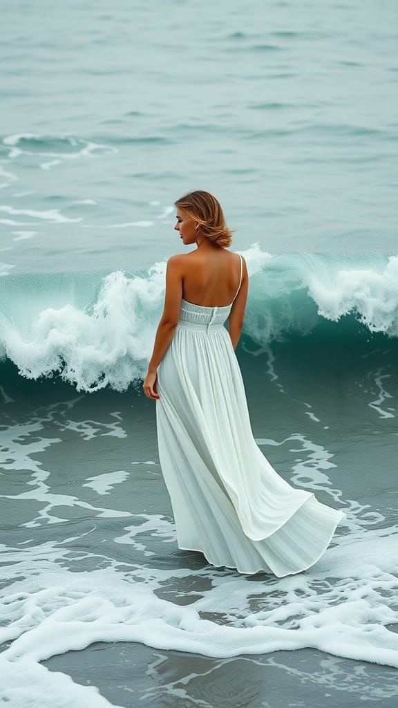 Dreamlike Oceanic Goddess in Watercolor Style